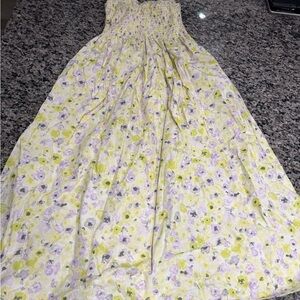 H&M Yellow and Purple Smocked Skirt